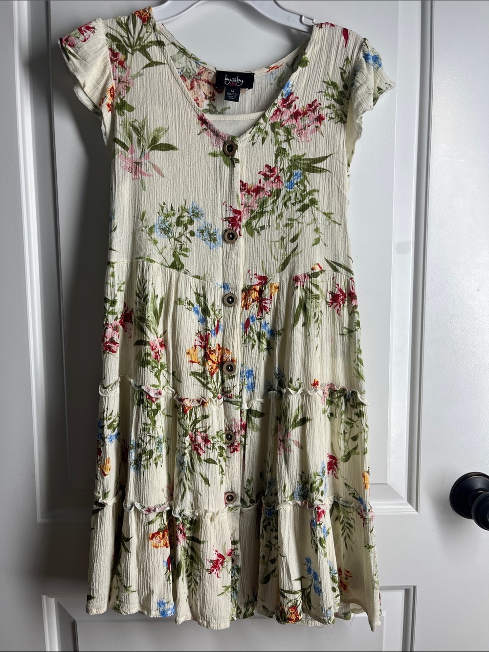 By & By Cream Floral Button-Front Kids Dress size 10/12